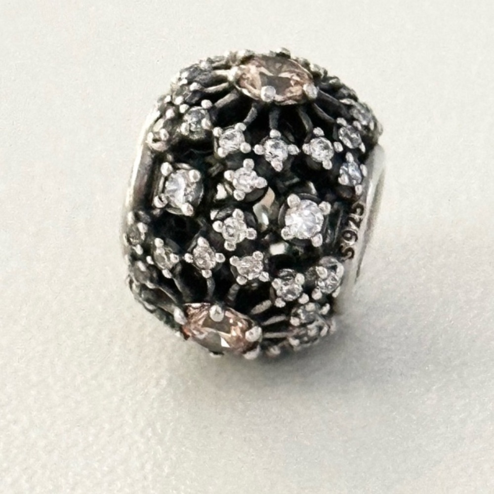 Pandora Inner Radiance Orange Champagne Clear CZ Sparkly Rare Retired Bead Charm